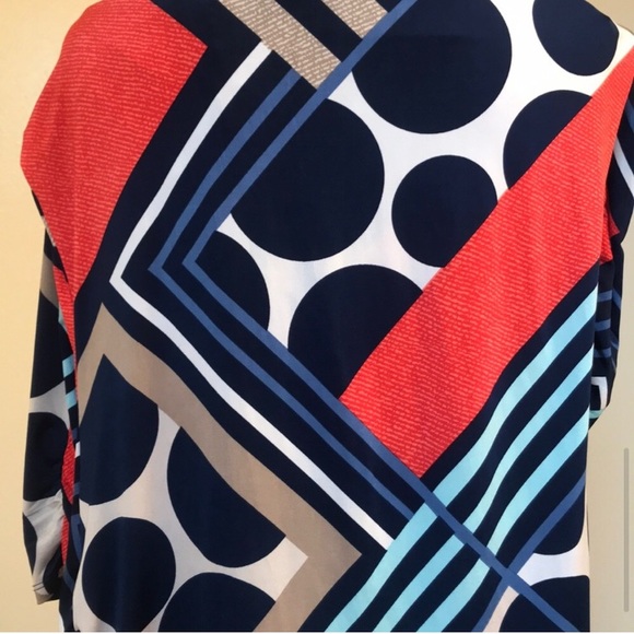 Style & Co. Mixed Print Rouched 3/4 Sleeve Top - Size Petite Small - Picture 7 of 8